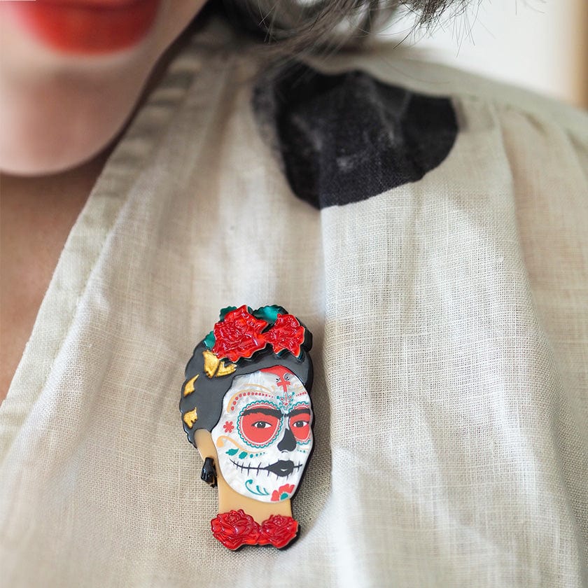 Frida Calavera Brooch  -  Erstwilder  -  Quirky Resin and Enamel Accessories