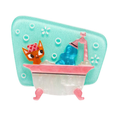 Betty the Bathing Kitty Brooch  -  Erstwilder  -  Quirky Resin and Enamel Accessories