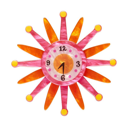 Starburst Clock Brooch  -  Erstwilder  -  Quirky Resin and Enamel Accessories