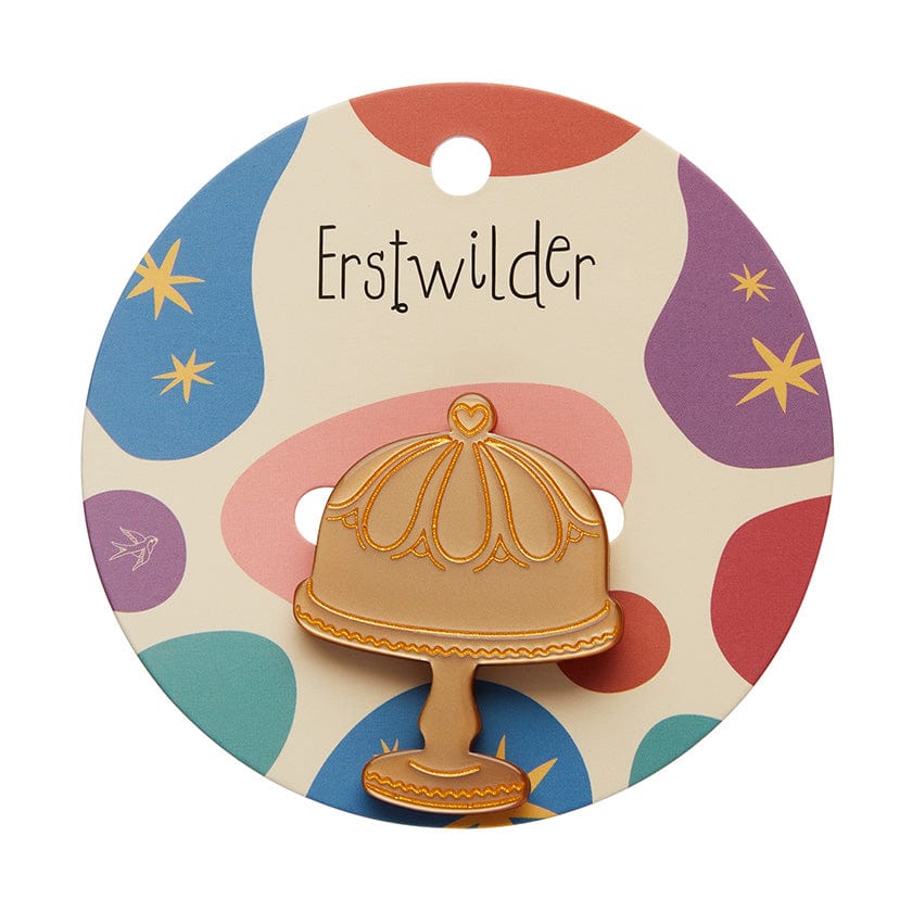 Classic Cake Stand Brooch - Gold  -  Erstwilder  -  Quirky Resin and Enamel Accessories