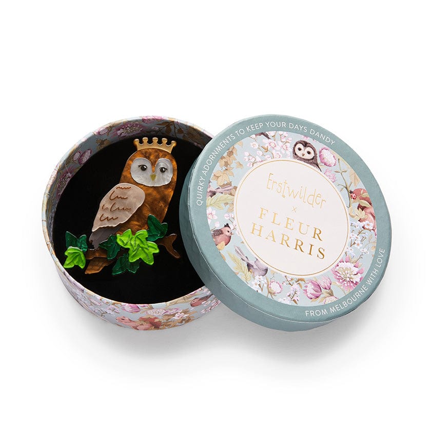 Regal Woodland Owl Brooch  -  Erstwilder  -  Quirky Resin and Enamel Accessories