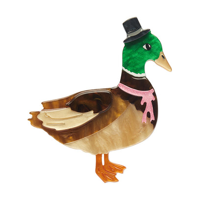 Well-Dressed Duck Brooch  -  Erstwilder  -  Quirky Resin and Enamel Accessories