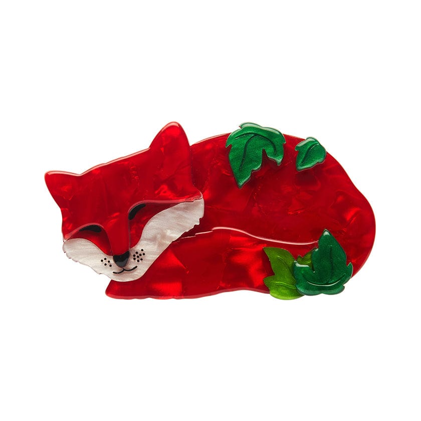 Snoozing Fox Brooch  -  Erstwilder  -  Quirky Resin and Enamel Accessories