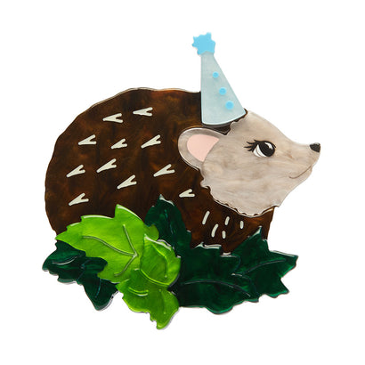 Party Time Hedgehog Brooch  -  Erstwilder  -  Quirky Resin and Enamel Accessories