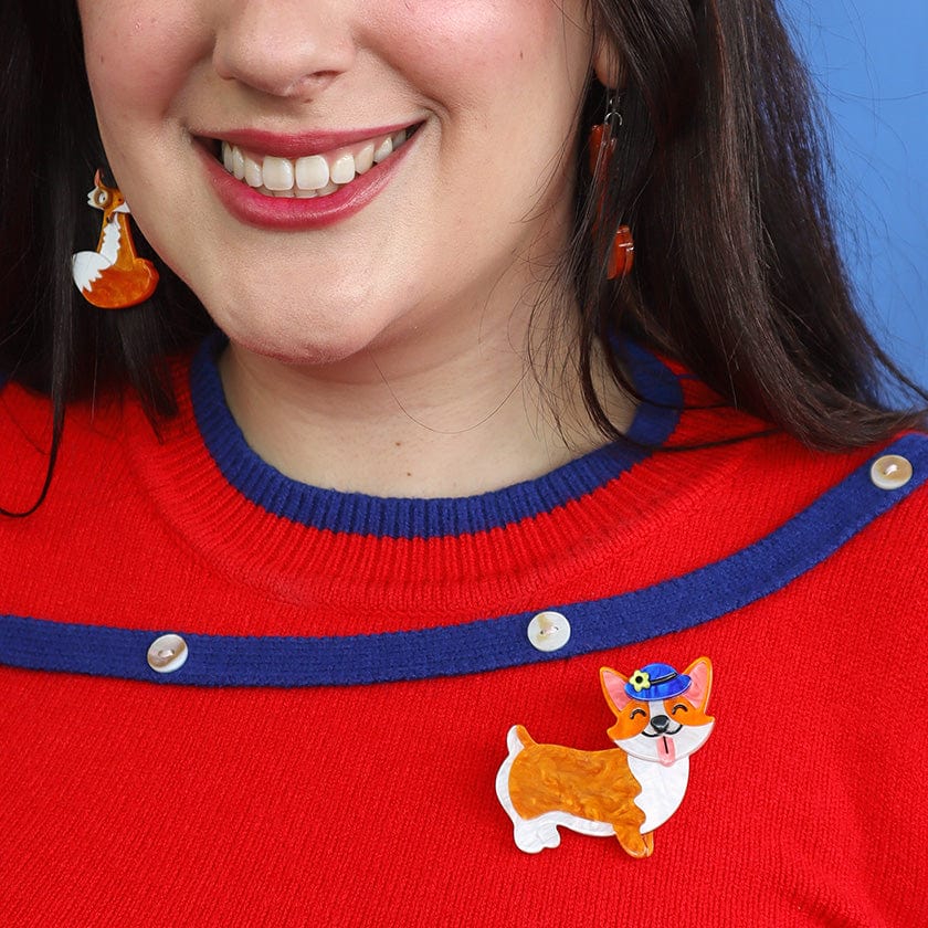 Susan the Corgi Brooch  -  Erstwilder  -  Quirky Resin and Enamel Accessories