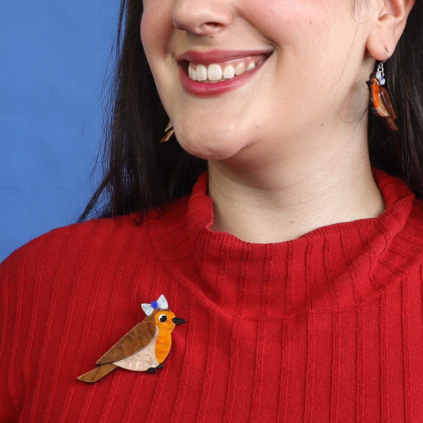 Rosie the Robin Brooch  -  Erstwilder  -  Quirky Resin and Enamel Accessories