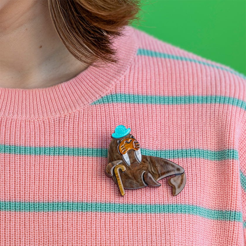 Old Man Walrus Brooch  -  Erstwilder  -  Quirky Resin and Enamel Accessories