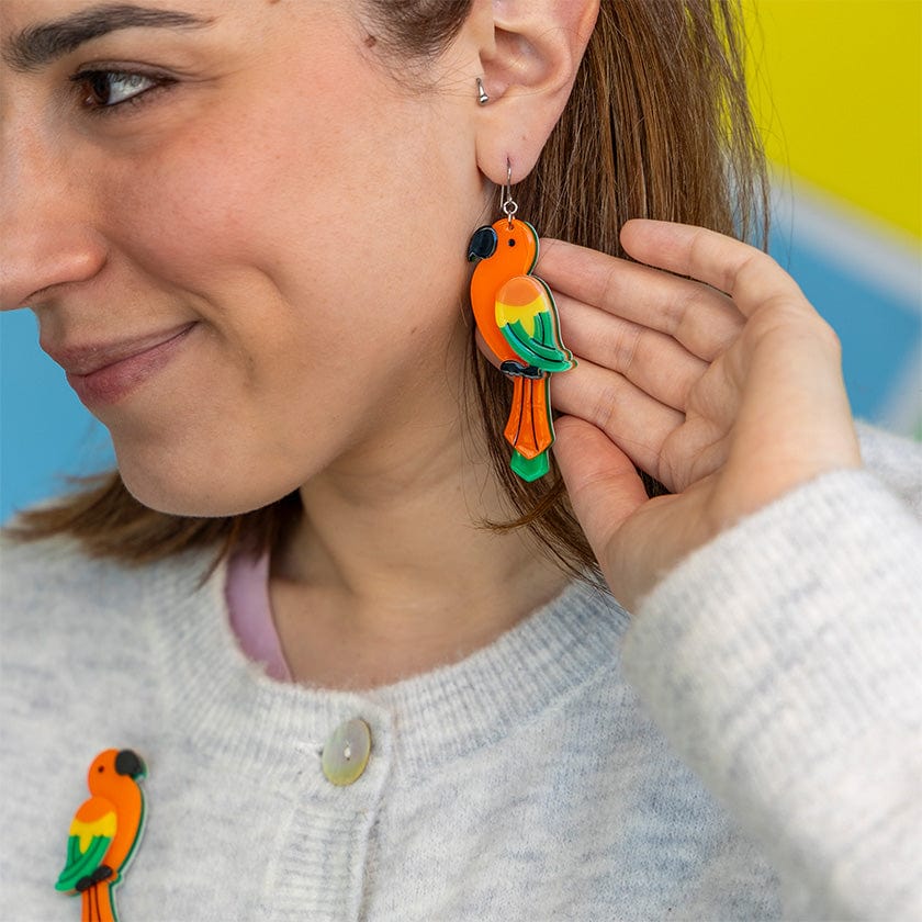 Pancha’s Parrots Drop Earrings  -  Erstwilder  -  Quirky Resin and Enamel Accessories