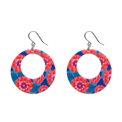 Dahlia Circle Drop Earrings - Pink  -  Erstwilder Essentials  -  Quirky Resin and Enamel Accessories