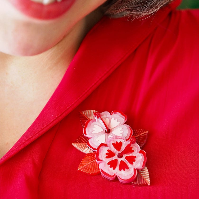 Halcyon Hibiscus Brooch  -  Erstwilder  -  Quirky Resin and Enamel Accessories