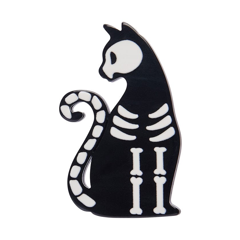 Bone Cat Mini Brooch  -  Erstwilder Simplified  -  Quirky Resin and Enamel Accessories