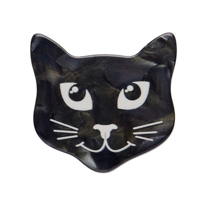 Cat Head Mini Brooch  -  Erstwilder Simplified  -  Quirky Resin and Enamel Accessories