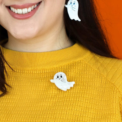 Ghost Mini Brooch  -  Erstwilder Simplified  -  Quirky Resin and Enamel Accessories