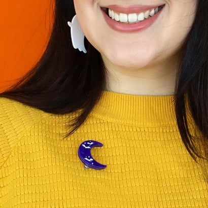 Half Moon Bat Mini Brooch  -  Erstwilder Simplified  -  Quirky Resin and Enamel Accessories