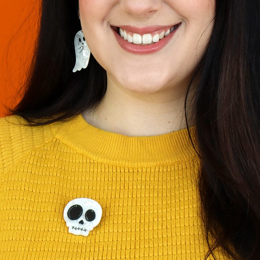 Skull Mini Brooch  -  Erstwilder Simplified  -  Quirky Resin and Enamel Accessories