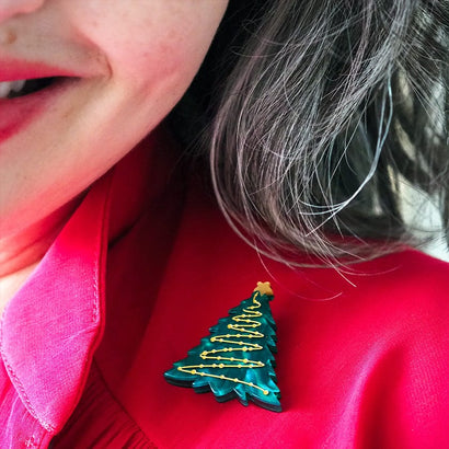 Christmas Tree Mini Brooch  -  Erstwilder Simplified  -  Quirky Resin and Enamel Accessories