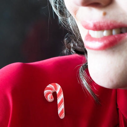 Candy Cane Mini Brooch  -  Erstwilder Simplified  -  Quirky Resin and Enamel Accessories