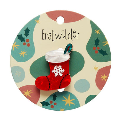 Christmas Stocking Mini Brooch  -  Erstwilder Simplified  -  Quirky Resin and Enamel Accessories