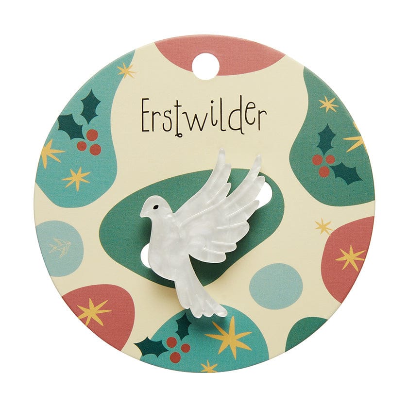 Christmas Dove Mini Brooch  -  Erstwilder Simplified  -  Quirky Resin and Enamel Accessories