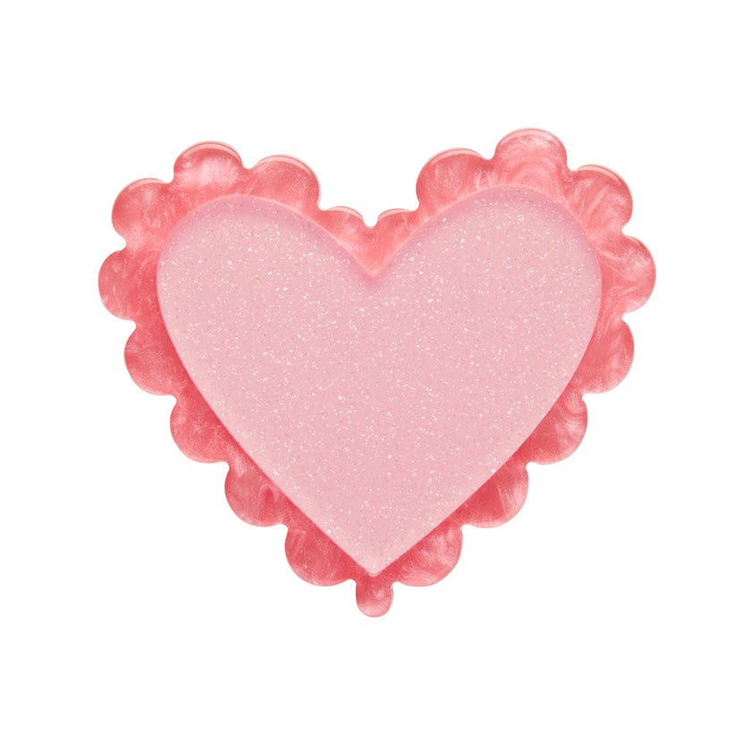 Scalloped Heart Simplified Mini Brooch  -  Erstwilder Simplified  -  Quirky Resin and Enamel Accessories