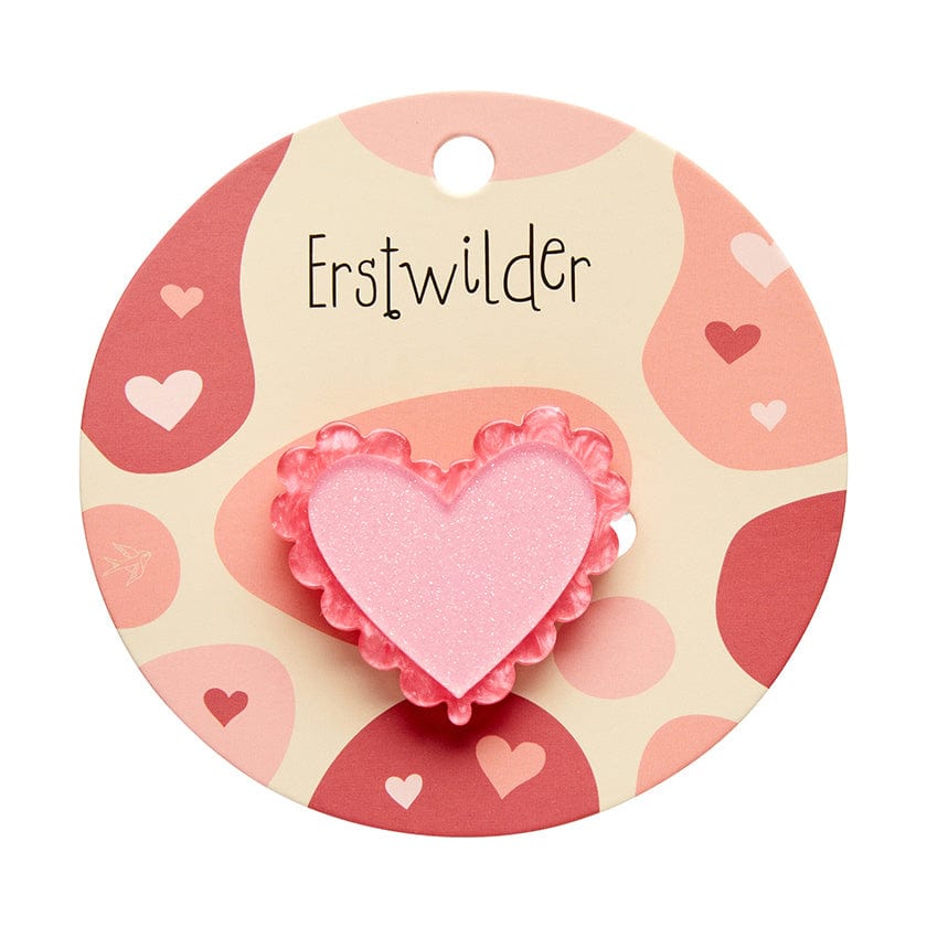 Scalloped Heart Simplified Mini Brooch  -  Erstwilder Simplified  -  Quirky Resin and Enamel Accessories