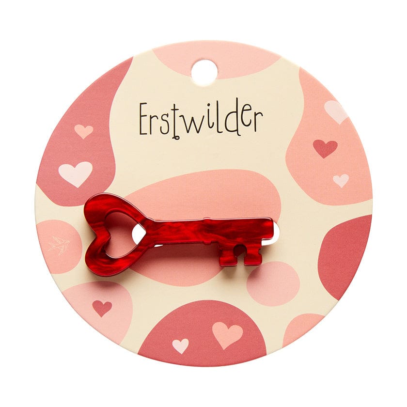 Key To My Heart Simplified Mini Brooch  -  Erstwilder Simplified  -  Quirky Resin and Enamel Accessories