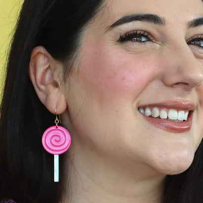 Lollypop Drop Earrings - Magenta  -  Erstwilder Essentials  -  Quirky Resin and Enamel Accessories