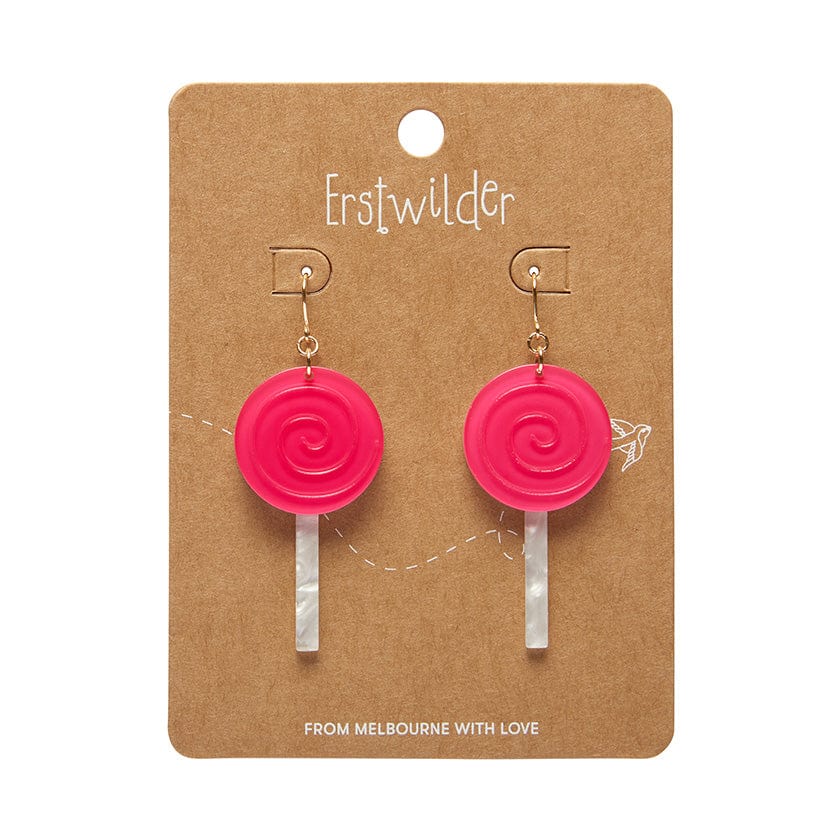 Lollypop Drop Earrings - Magenta  -  Erstwilder Essentials  -  Quirky Resin and Enamel Accessories