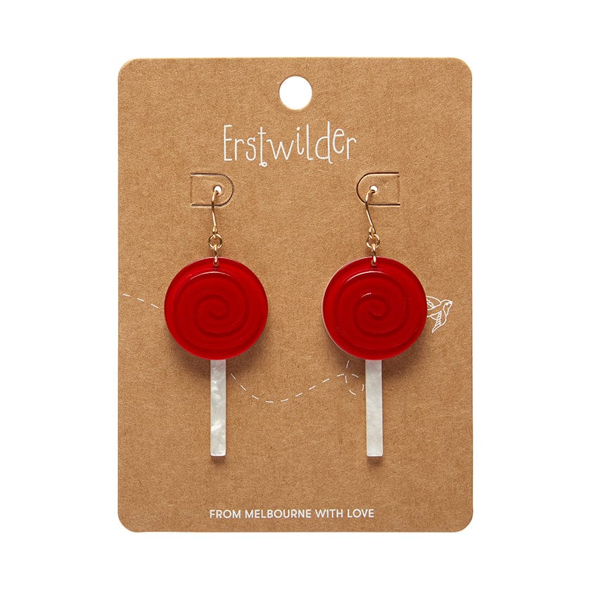 Lollypop Drop Earrings - Red  -  Erstwilder Essentials  -  Quirky Resin and Enamel Accessories