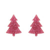 Pink Christmas Tree Stud Earrings