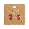 Pink Christmas Tree Stud Earrings