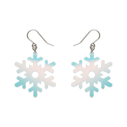 Iridescent Snowflake Drop Earrings  -  Erstwilder Essentials  -  Quirky Resin and Enamel Accessories