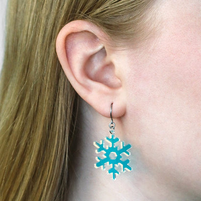 Iridescent Snowflake Drop Earrings  -  Erstwilder Essentials  -  Quirky Resin and Enamel Accessories