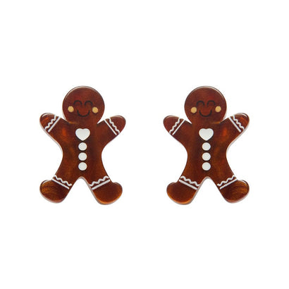 Gingerbread Man Stud Earrings  -  Erstwilder Essentials  -  Quirky Resin and Enamel Accessories