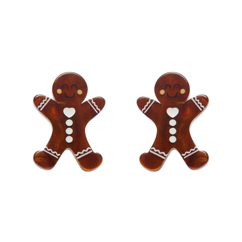 Gingerbread Man Stud Earrings  -  Erstwilder Essentials  -  Quirky Resin and Enamel Accessories