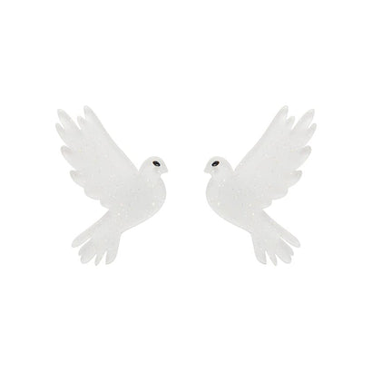 White Dove Stud Earrings  -  Erstwilder Essentials  -  Quirky Resin and Enamel Accessories