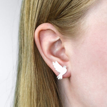 White Dove Stud Earrings  -  Erstwilder Essentials  -  Quirky Resin and Enamel Accessories