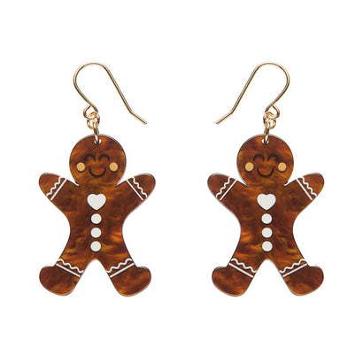 Gingerbread Man Drop Earrings  -  Erstwilder Essentials  -  Quirky Resin and Enamel Accessories