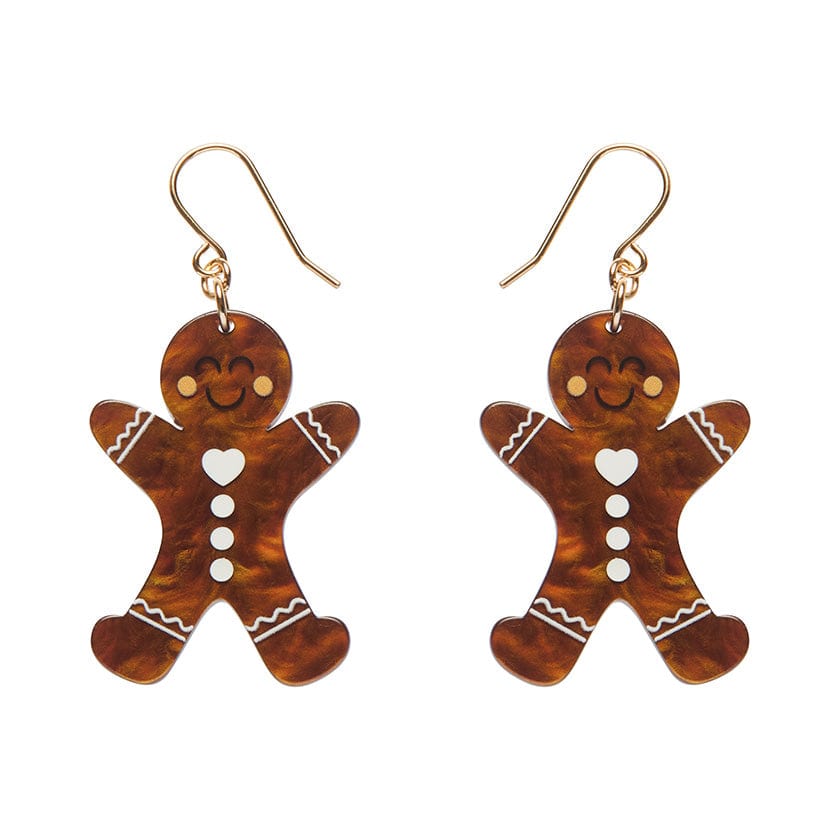 Gingerbread Man Drop Earrings  -  Erstwilder Essentials  -  Quirky Resin and Enamel Accessories