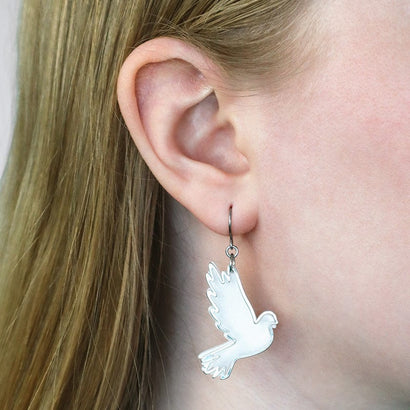 White Dove Drop Earrings - Silver  -  Erstwilder Essentials  -  Quirky Resin and Enamel Accessories