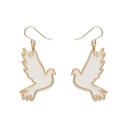 White Dove Drop Earrings - Gold  -  Erstwilder Essentials  -  Quirky Resin and Enamel Accessories