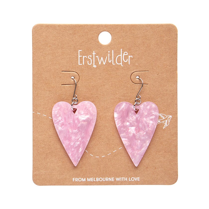 From the Heart Essential Drop Earrings - Pink  -  Erstwilder Essentials  -  Quirky Resin and Enamel Accessories