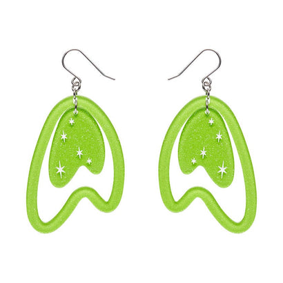 Atomic Boomerang Drop Earrings - Green  -  Erstwilder Essentials  -  Quirky Resin and Enamel Accessories