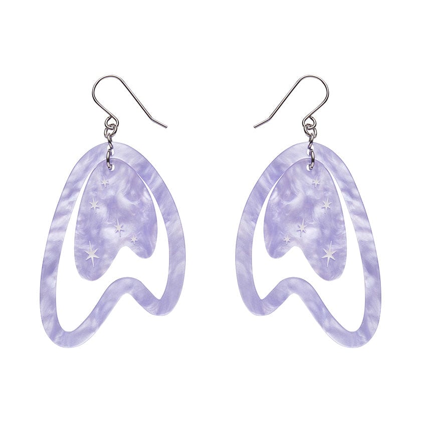 Atomic Boomerang Drop Earrings - Lilac  -  Erstwilder Essentials  -  Quirky Resin and Enamel Accessories