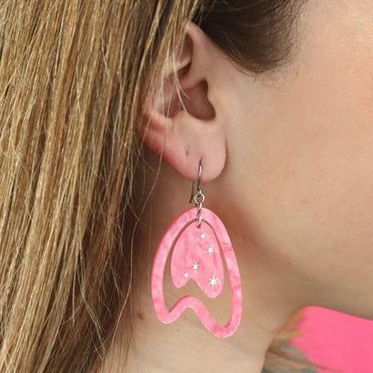 Atomic Boomerang Drop Earrings - Pink  -  Erstwilder Essentials  -  Quirky Resin and Enamel Accessories