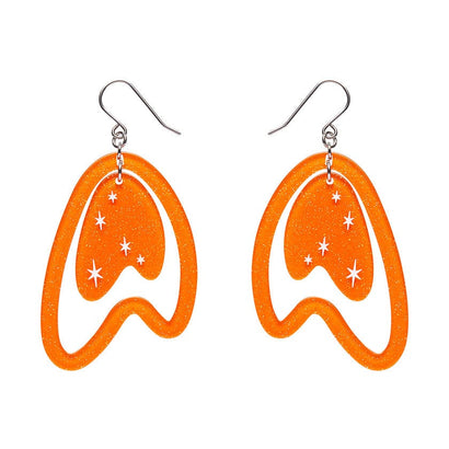 Atomic Boomerang Drop Earrings - Orange  -  Erstwilder Essentials  -  Quirky Resin and Enamel Accessories