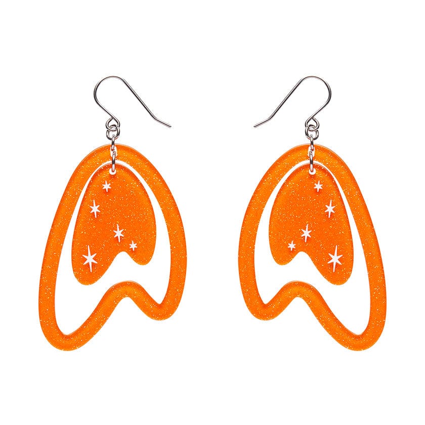 Atomic Boomerang Drop Earrings - Orange  -  Erstwilder Essentials  -  Quirky Resin and Enamel Accessories