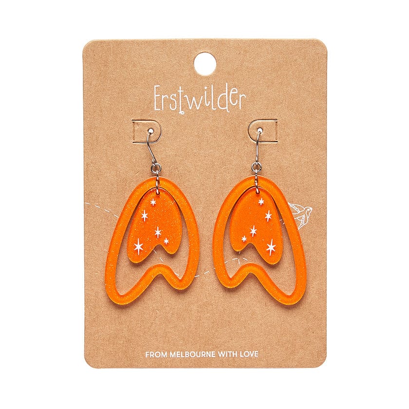 Atomic Boomerang Drop Earrings - Orange  -  Erstwilder Essentials  -  Quirky Resin and Enamel Accessories