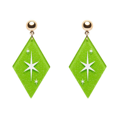 Atomic Diamond Drop Earrings - Green  -  Erstwilder Essentials  -  Quirky Resin and Enamel Accessories