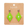 Atomic Diamond Drop Earrings - Green